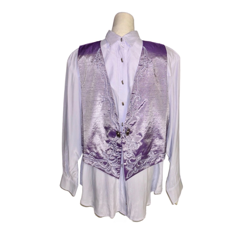 Longhorn Western Wear ~ Men’s X-Large ~ Purple Longhorn Sleeve Shirt & Vest ~New